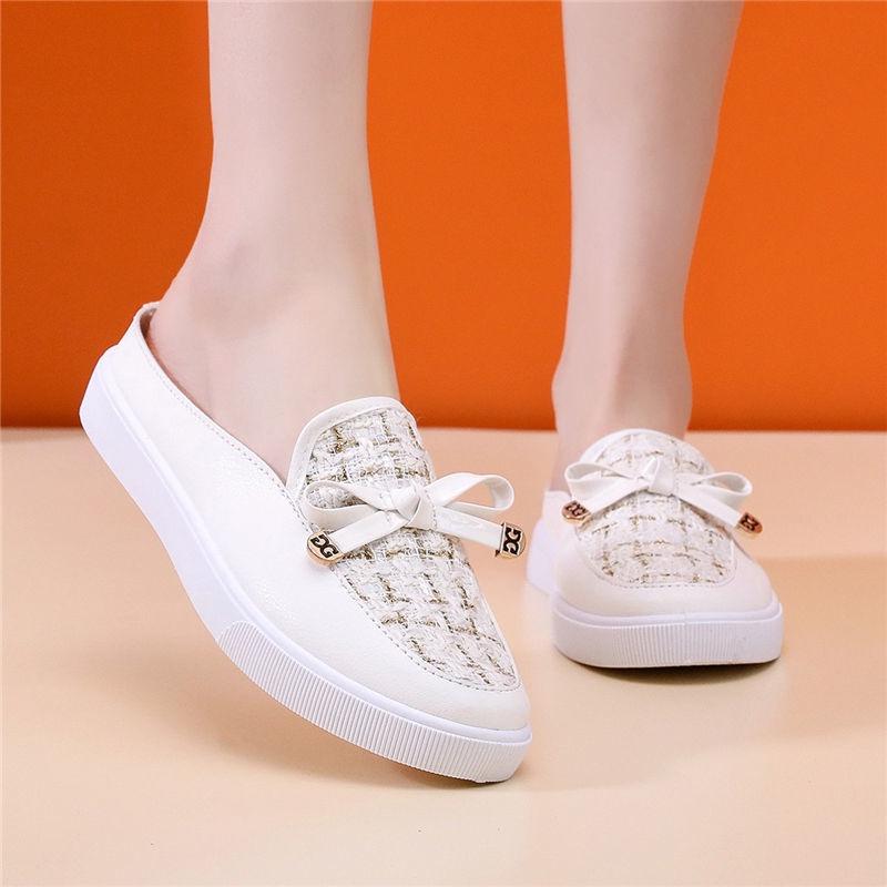 Giày Lười Vải Canvas Hở Ngón Thời Trang Mới Cho Nữ