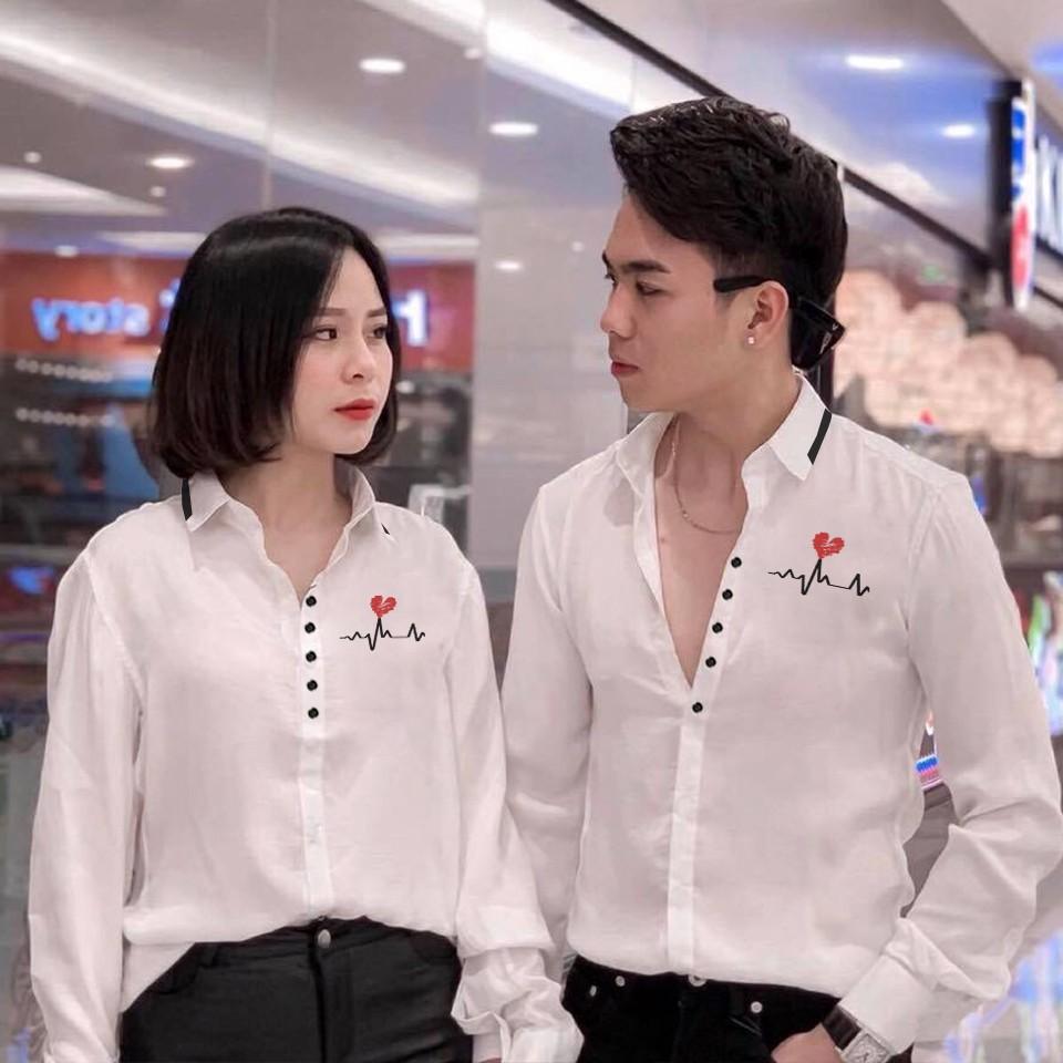 Áo Sơ Mi Cặp Đôi Nhịp Tim Love