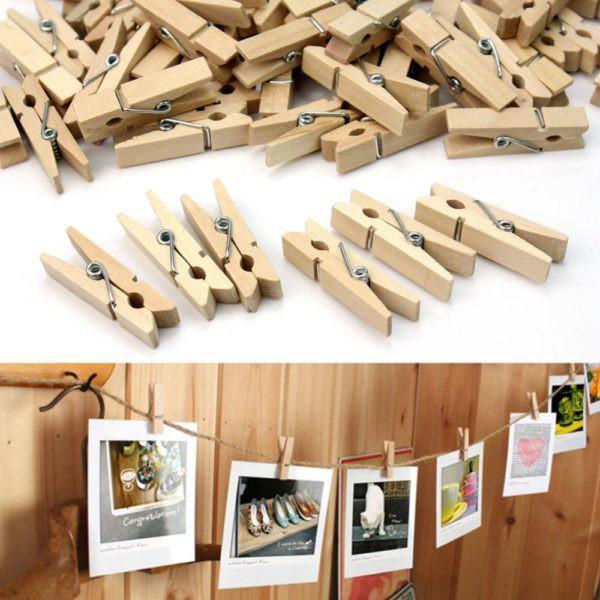 Set 50 kẹp gỗ 2.5cm tặng ngay 5m dây cói treo trang trí
