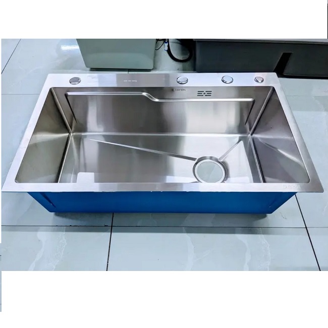Chậu rửa chén bát Valenza 1 hố lớn 78x45cm inox304 chuẩn 100% dày 3li, kèm bộ xả thoát nhanh chống hôi, khay inox rửa phụ-Hàng chính hãng