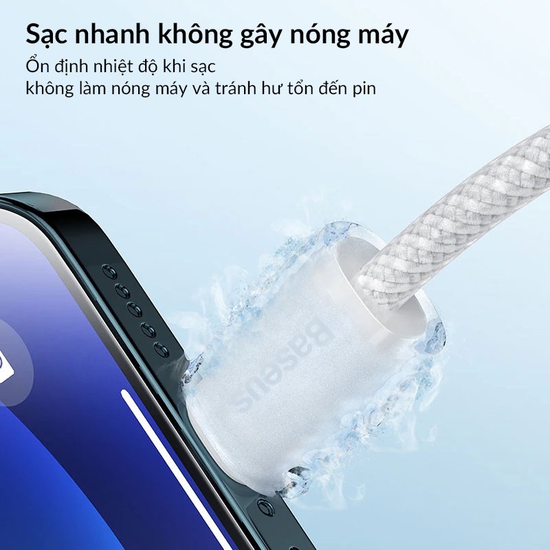 Cáp điện thoại iPhone 20W Dynamic Series Type C  to Light.ning - Baseus Tungsten Gold Fast Charging Data Cable, Dây Cáp Bện Nylong Chống Đứt Cáp - Hàng chính hãng