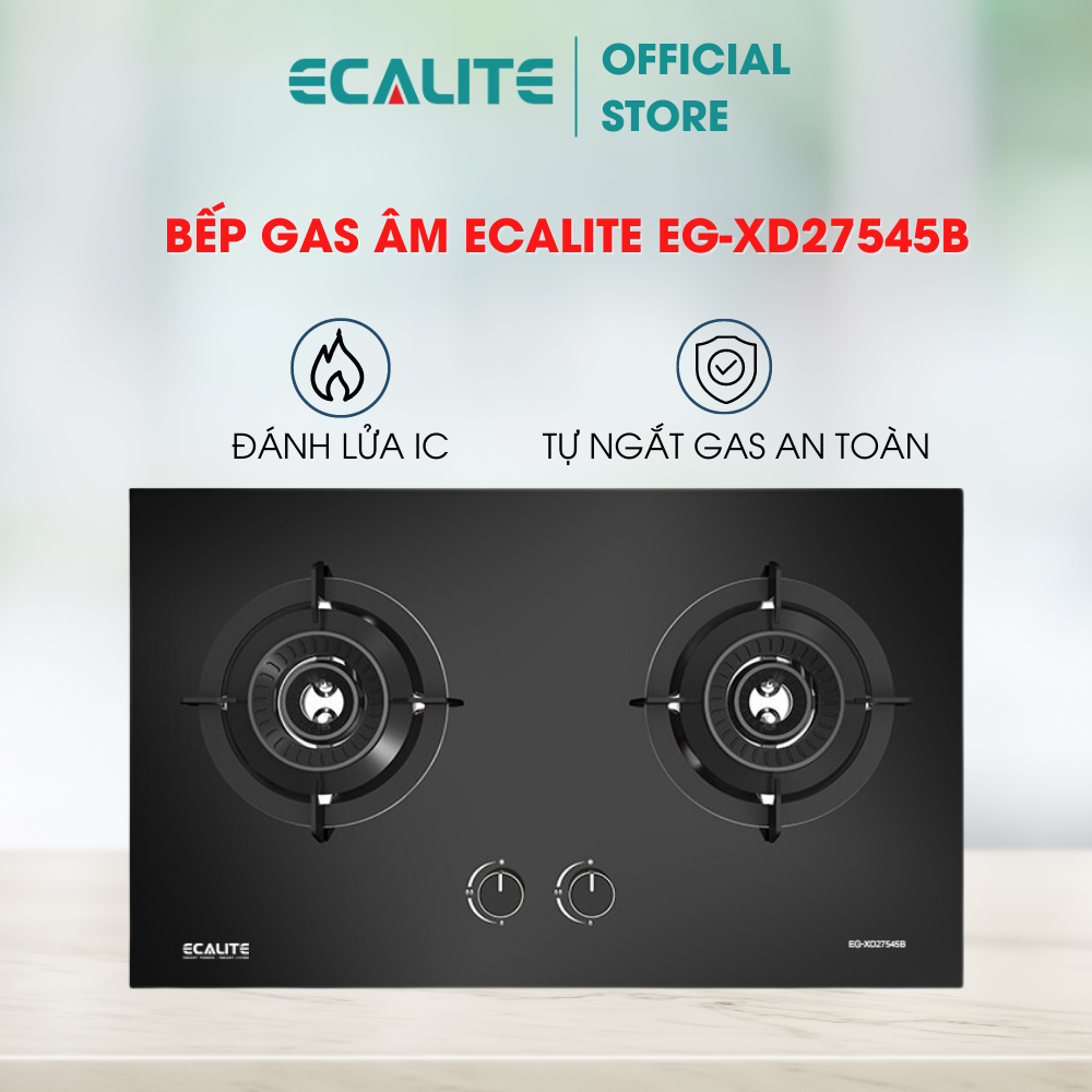 Bếp gas âm 2 vùng nấu Ecalite EG-XD27545B - Đánh lửa bằng IC - Hàng chính hãng