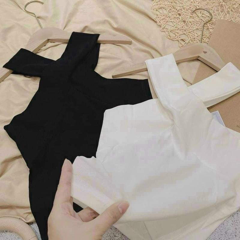 Áo yếm chéo cổ áo bẹt vai mặc được 2 kiểu đi biển đi chơi siêu hot
