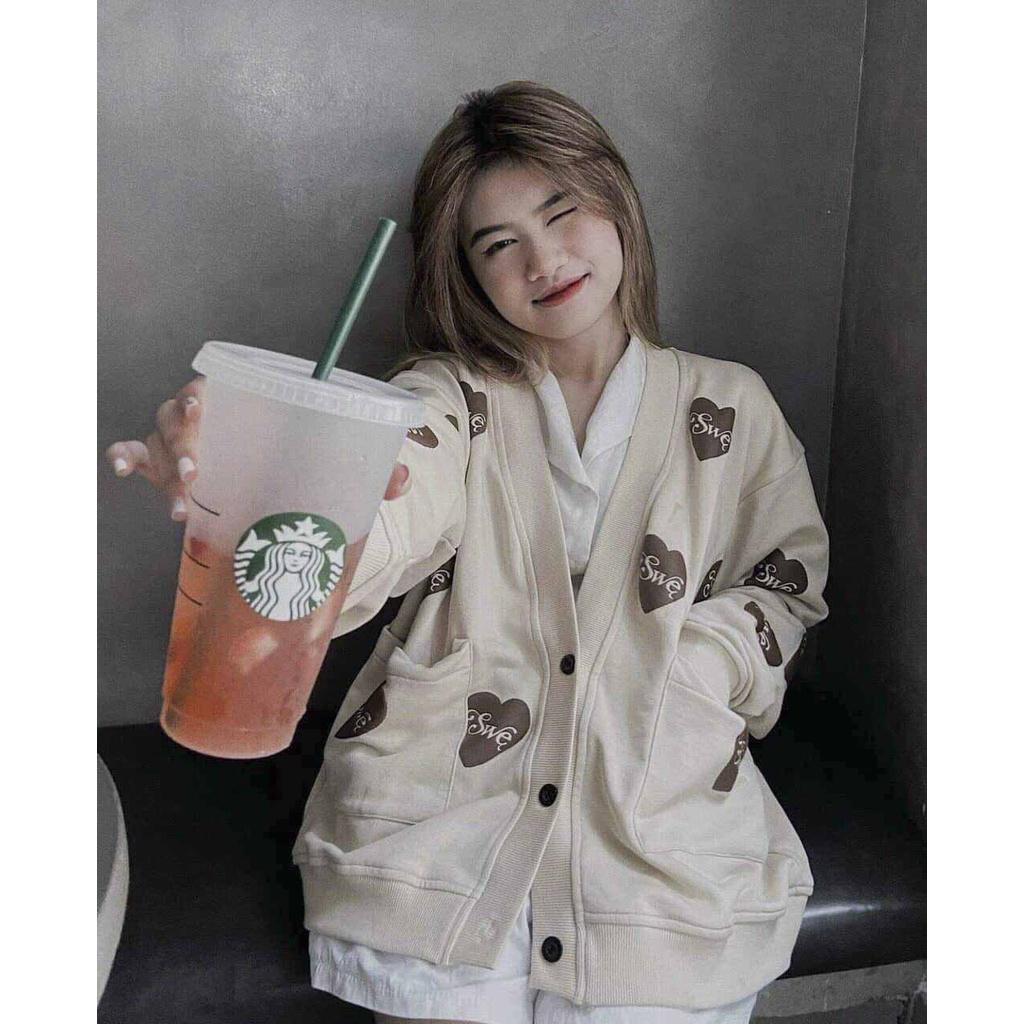 Áo Cardigan Trái tim phong cách Ulzzang Hàn Quốc tay dài chất nỉ cotton Phong Cách Trẻ Trung, Cá Tính CoolZ CD020