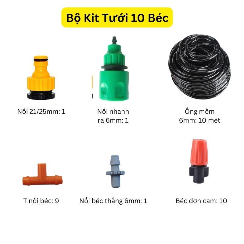 Bộ Kit Tưới Cây Phun Sương 10/15/20 Béc Đơn Cam Đầy Đủ