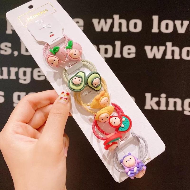 Set 10 dây cột tóc hình Trái Cây Xinh Xắn Cho Bé Gái hàng cao cấp