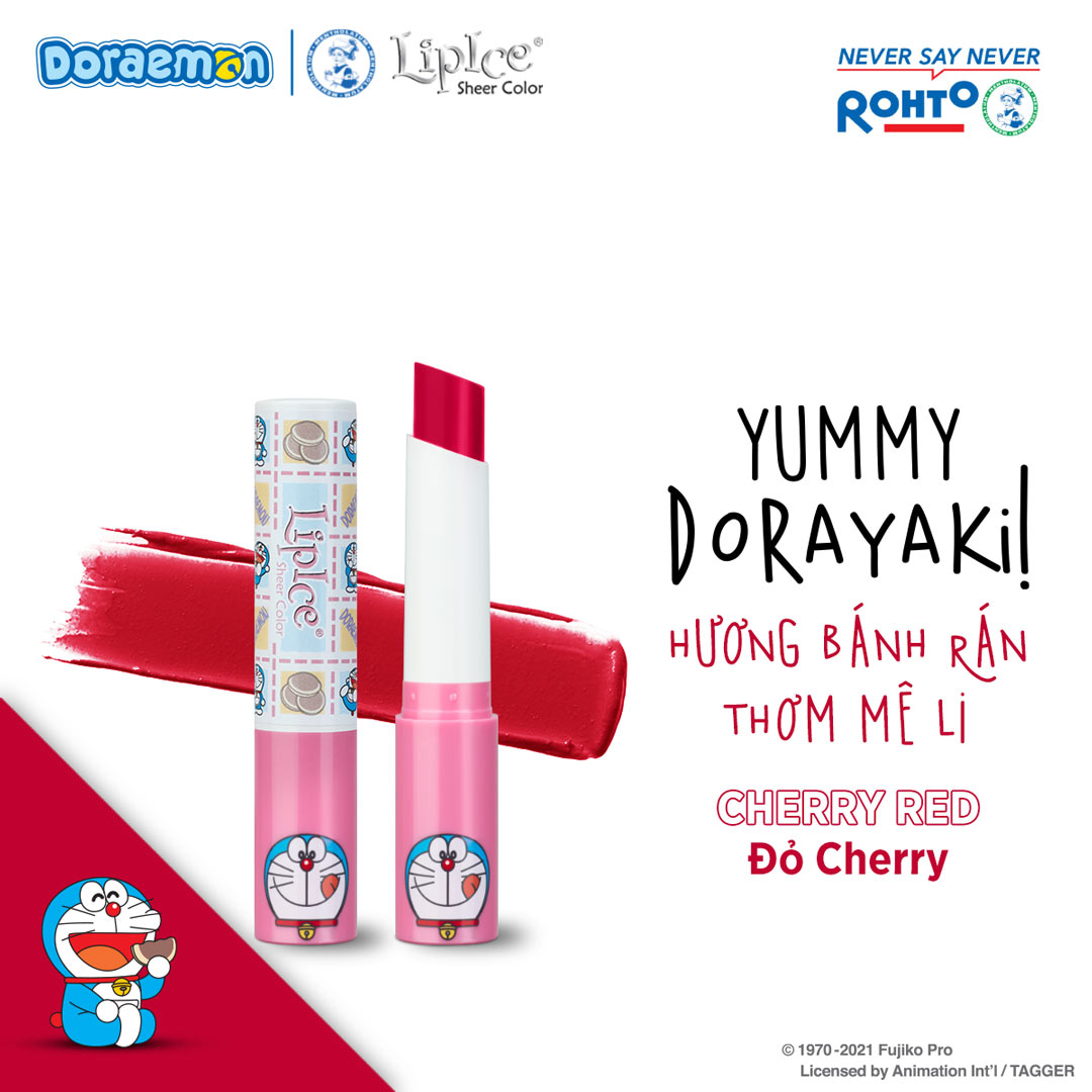 LipIce Son Dưỡng Có Màu Đỏ Cherry Doraemon LipIce Sheer Color Dorayaki X Cherry Red 2,4g