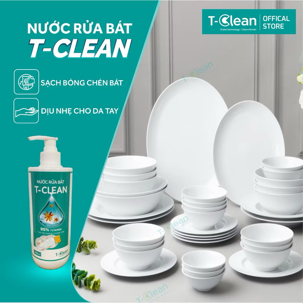 Nước Rửa Chén T-Clean 500ml Siêu Sạch - Tp Thiên Nhiên - Không Làm Hại Da Tay - An Toàn Trẻ Nhỏ