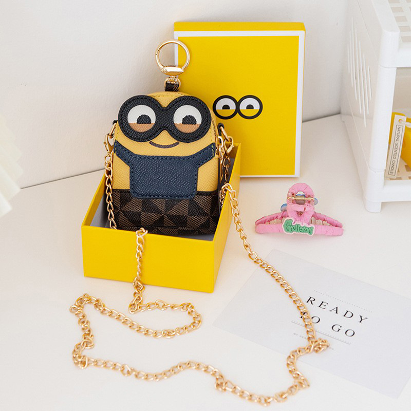 Túi Xách Đeo Chéo Mini Hình Minion Cute Chất Da Mềm Kèm Hộp Siêu Xinh