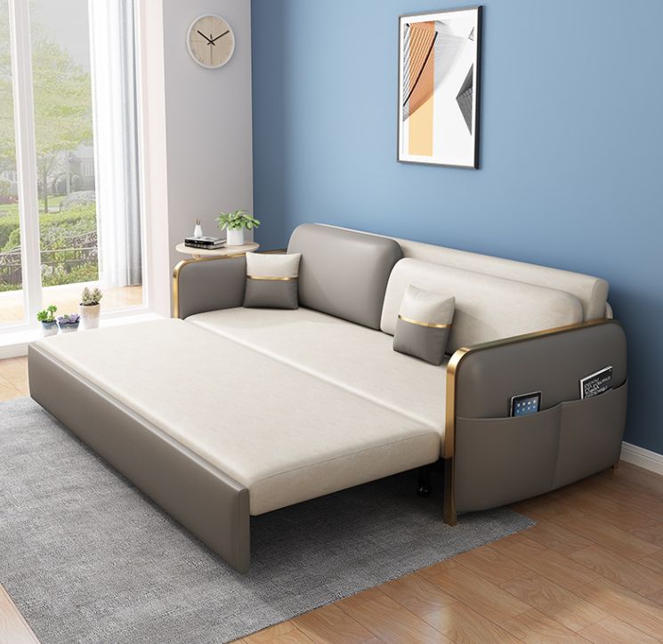 Sofa giường đa năng hộc kéo tay viền cao cấp HGK-24 ngăn chứa đồ tiện dụng Tundo KT 1m8