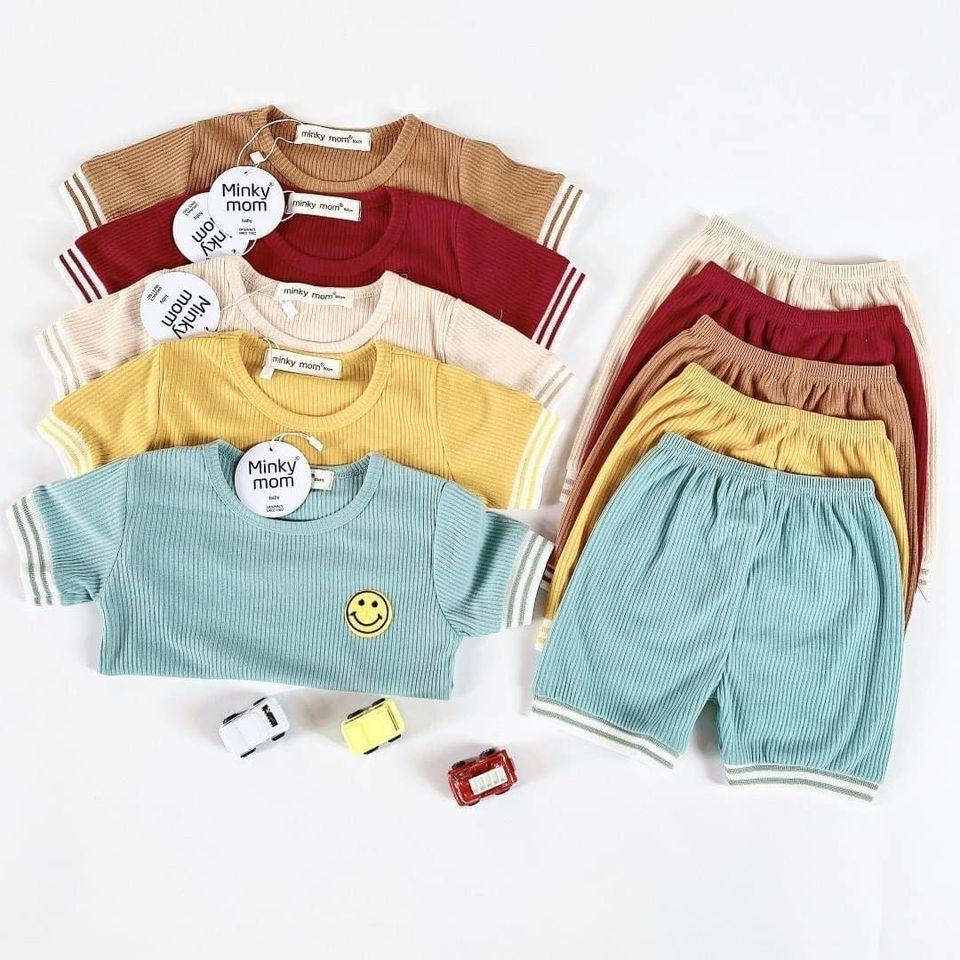 Bộ cộc tay cho bé Bộ cộc tay minky mom MẶT CƯỜI cho bé trai bé gái Chất thun lạnh cao cấp siêu mềm siêu mát