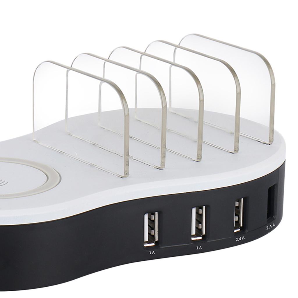 Wireless Quick Charging Station Dock 4 Ports USB W/ Mushroom Light US