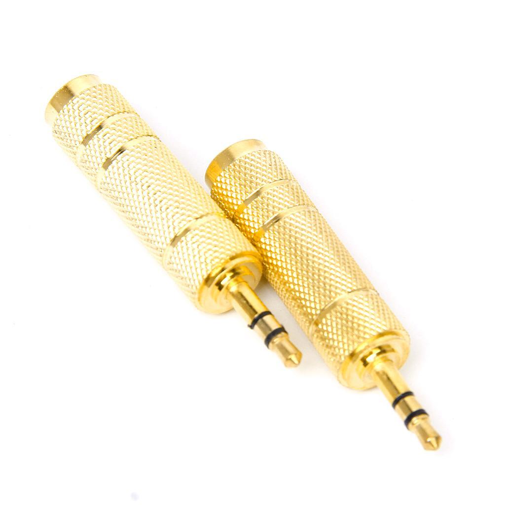 2- 2pcs 3.5mm Stereo Plug Male To 6.35mm Stereo Female Adapter Jack Audio