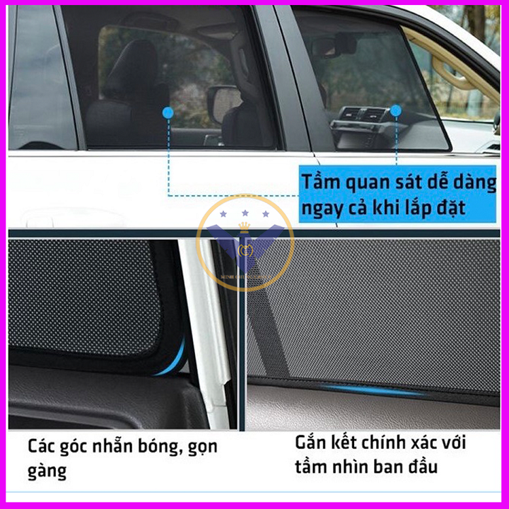 Rèm Chắn Nắng Nam Châm Cho Xe Ô Tô Toyota Innova Bộ 4 Miếng, Loại Dày