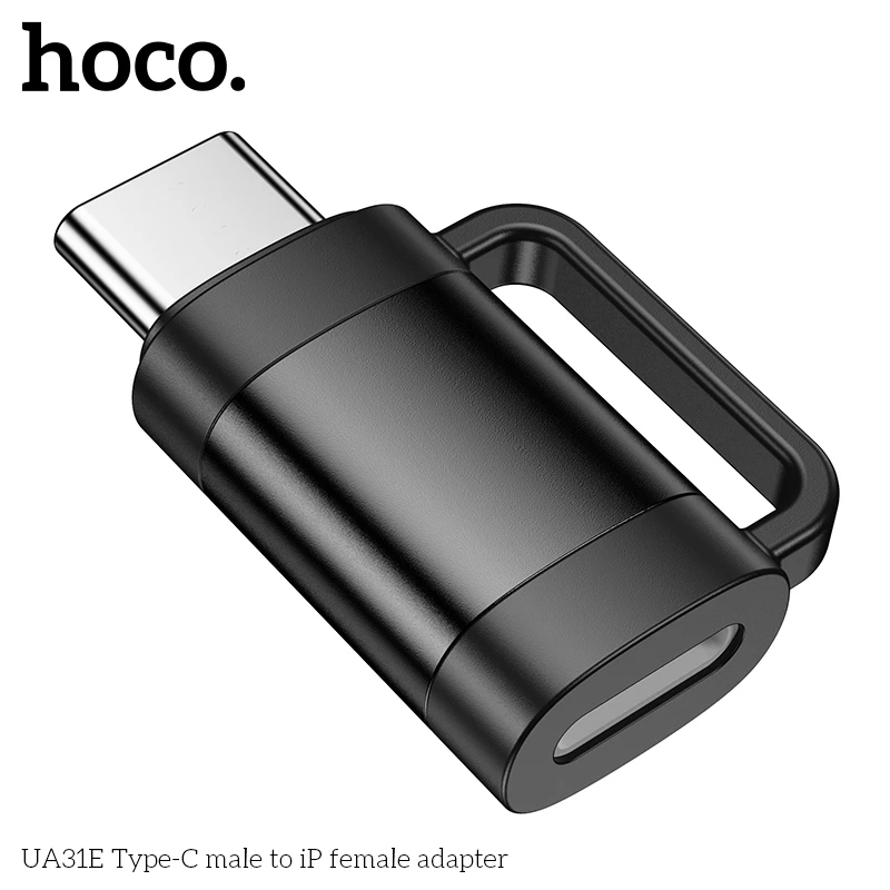 Đầu chuyển đổi cáp sạc (L to C) Hoco UA31E hỗ trợ sạc nhanh PD 60W cho điện thoại _ Hàng chính hãng