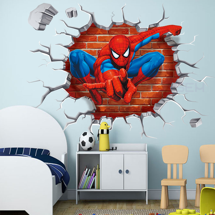 Decal dán tường spider man trang trí phòng cho bé - Giấy dán tường hoạt hình người nhện - Quà tặng sinh nhật cho bé