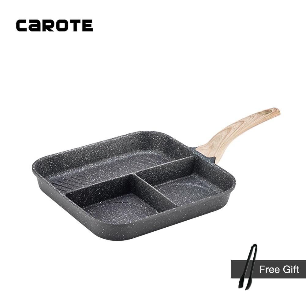 Chảo chống dính đa năng 3 trong 1 Carote Essential Woody 3 in 1 Multipan 28cm Chảo ăn sáng Chảo vuông đa năng