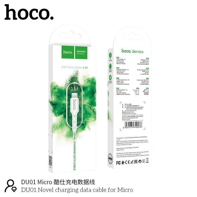 Cáp Sạc Nhanh Micro-USB Hoco DU01 Cho Android, Samsung, Xiaomi, Sony, Oppo,... - Hàng Chính Hãng