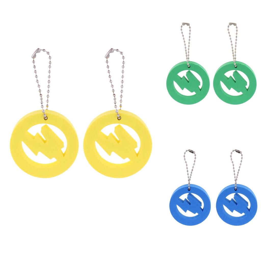 2x2 Pieces Round Buoy EVA Floating Keychain Keyring Water Key Float Blue