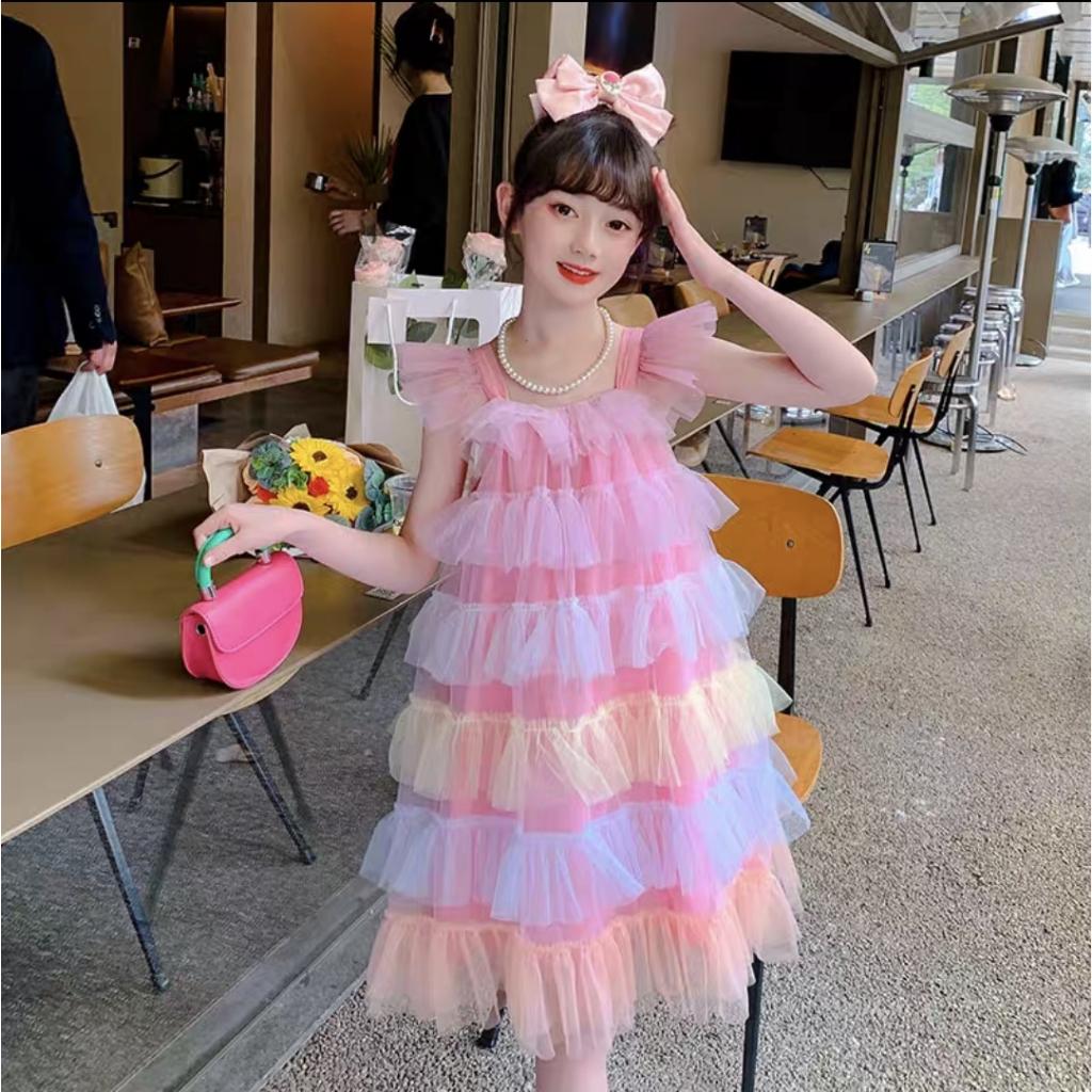 Đầm công chúa hanbok cổ trang thêu cho bé gái diện tết trung thu đẹp size 15-35kg hàng Quảng Châu