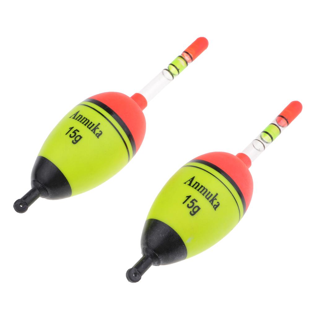 2x2pcs Luminous Fishing Float Vertical Rock Fishing Buoy Plastic Bobber 15g