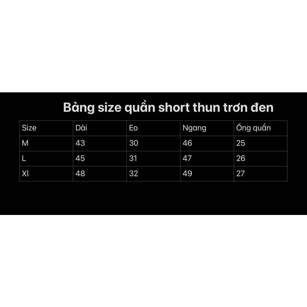 Quần Short Thun Đen Trơn UNISEX - chất cotton co dãn