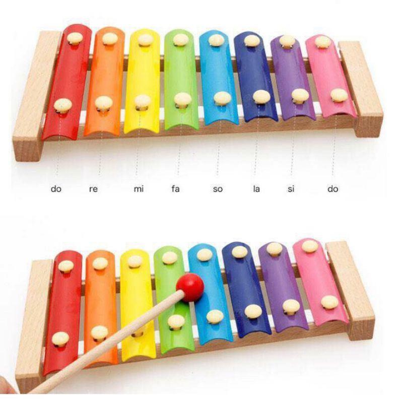 Đồ chơi đàn gỗ màu sắc XYLOPHONE với 8 thanh nhạc giúp bé phát triển thính giác thị giác