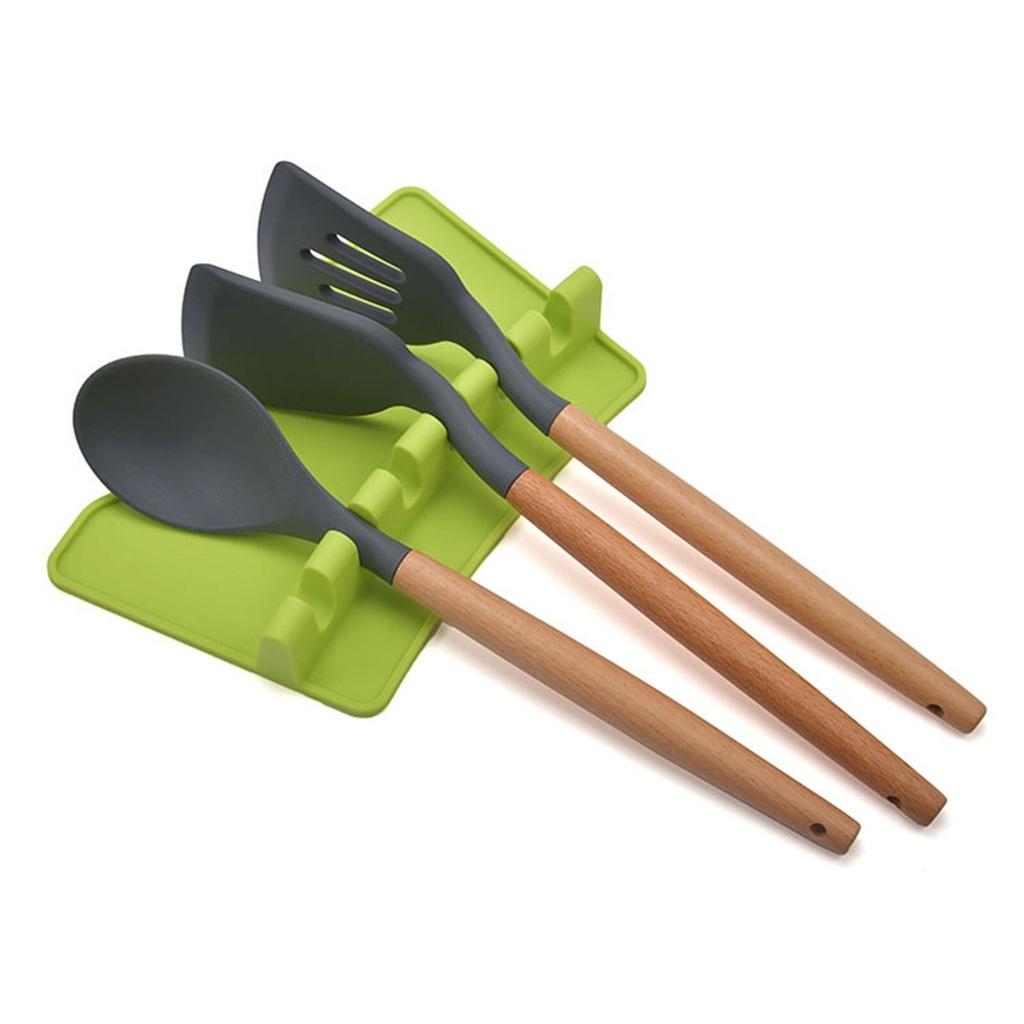 Multifunction Spoon Rest Holder Utensil Organizer Spatula Holder tableware storage rack Kitchen Storage Shelf 6-slot Silicone