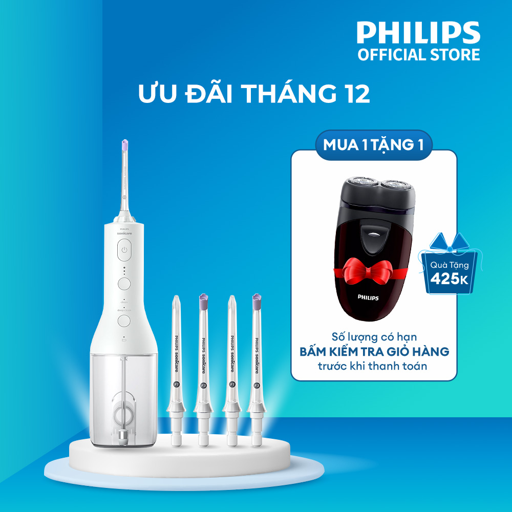 Máy tăm nước Philips HX3806/31 + 2 đầu tăm nước tiêu chuẩn HX3042/00 + 2 đầu tăm nước tia X HX3062/00 bảo hành 2 năm