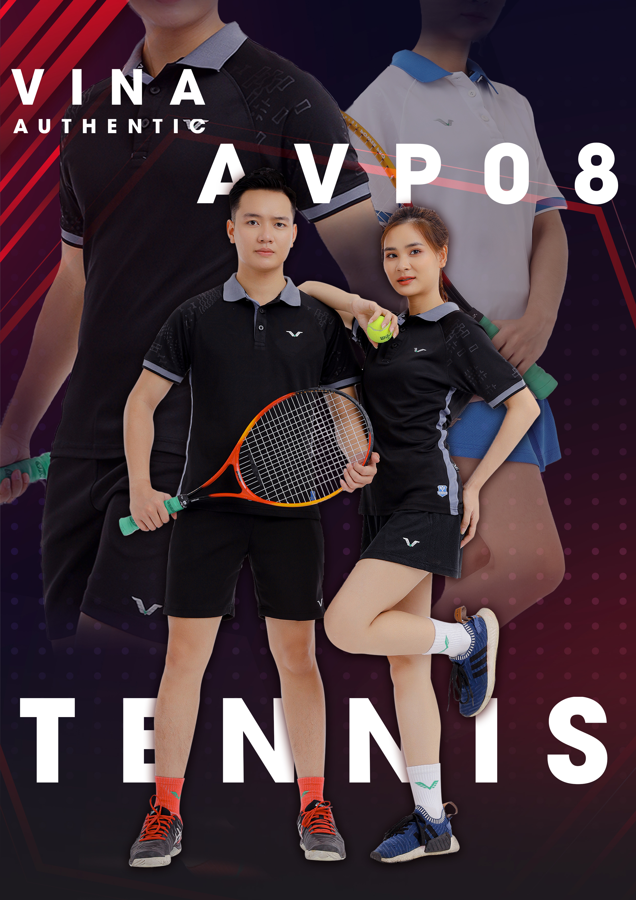 Áo thun nữ - AVP08 Vina Authentic, Chất Liệu Thun Cá sấu Thái Thấm Hút Mồ Hôi , Form ôm