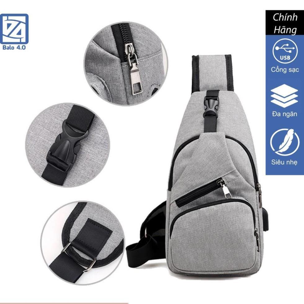 Túi đeo chéo nam nữ thời trang 4 ngăn có cổng USB 208204