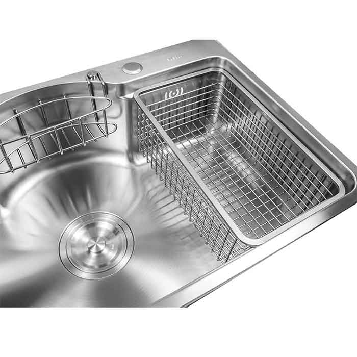 Chậu rửa chén bát Schmidt một hố 78x48cm inox 304 nano bạc, bồn rửa bát cao cấp dày dặn giảm tiếng ồn - Tặng kèm rổ để bát và bộ xả - Hàng chính hãng