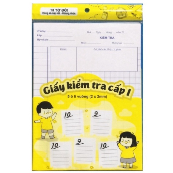 Giấy kiểm tra cấp 1 (5 ô li vuông,15 tờ đôi) ND