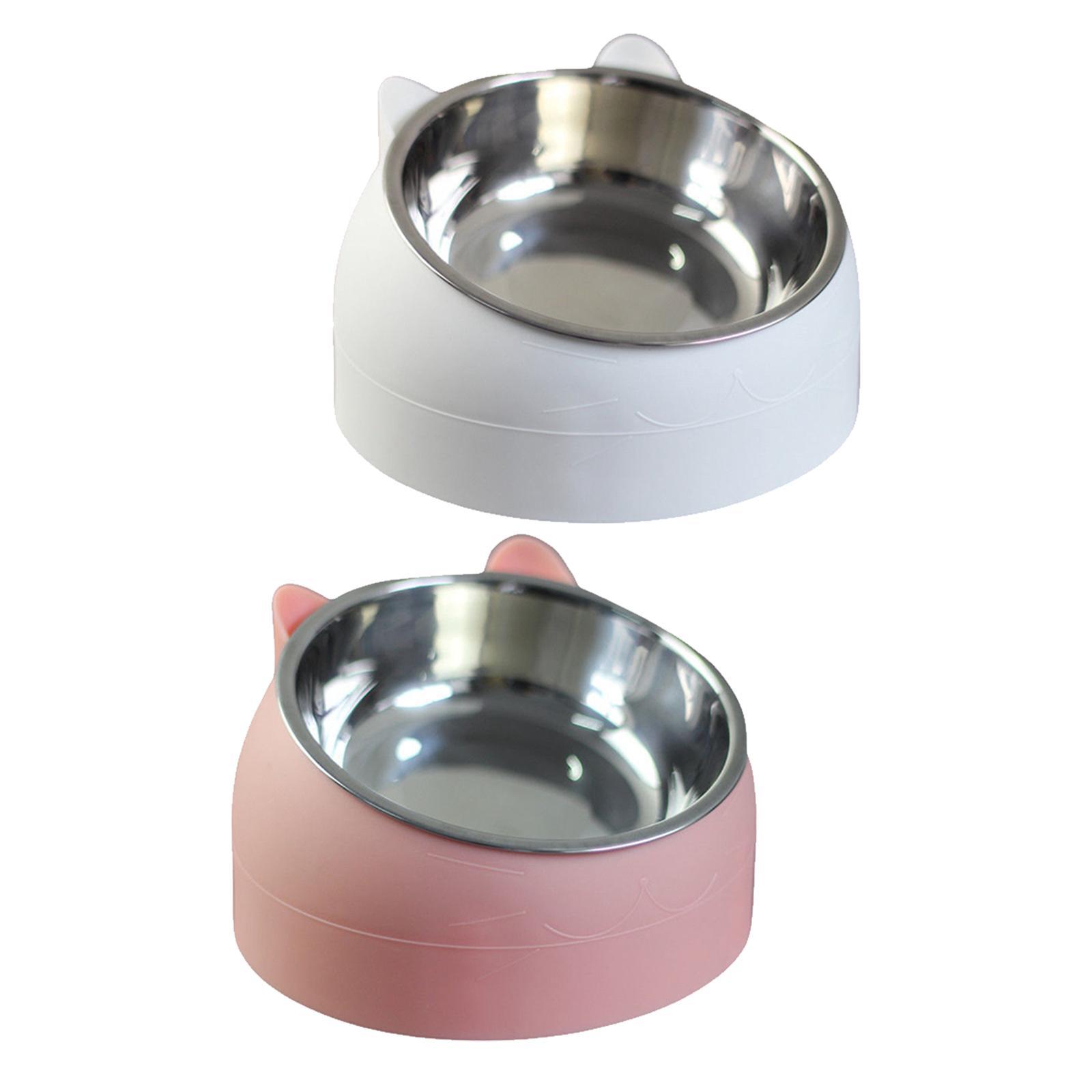 2x Cats Feeder Raised Food Feeder Neck Protective Bowls