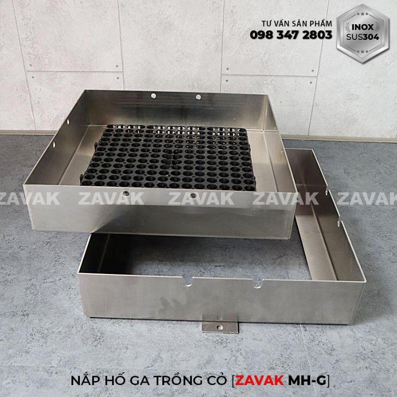 Nắp hố ga trồng cỏ inox 45x45cm