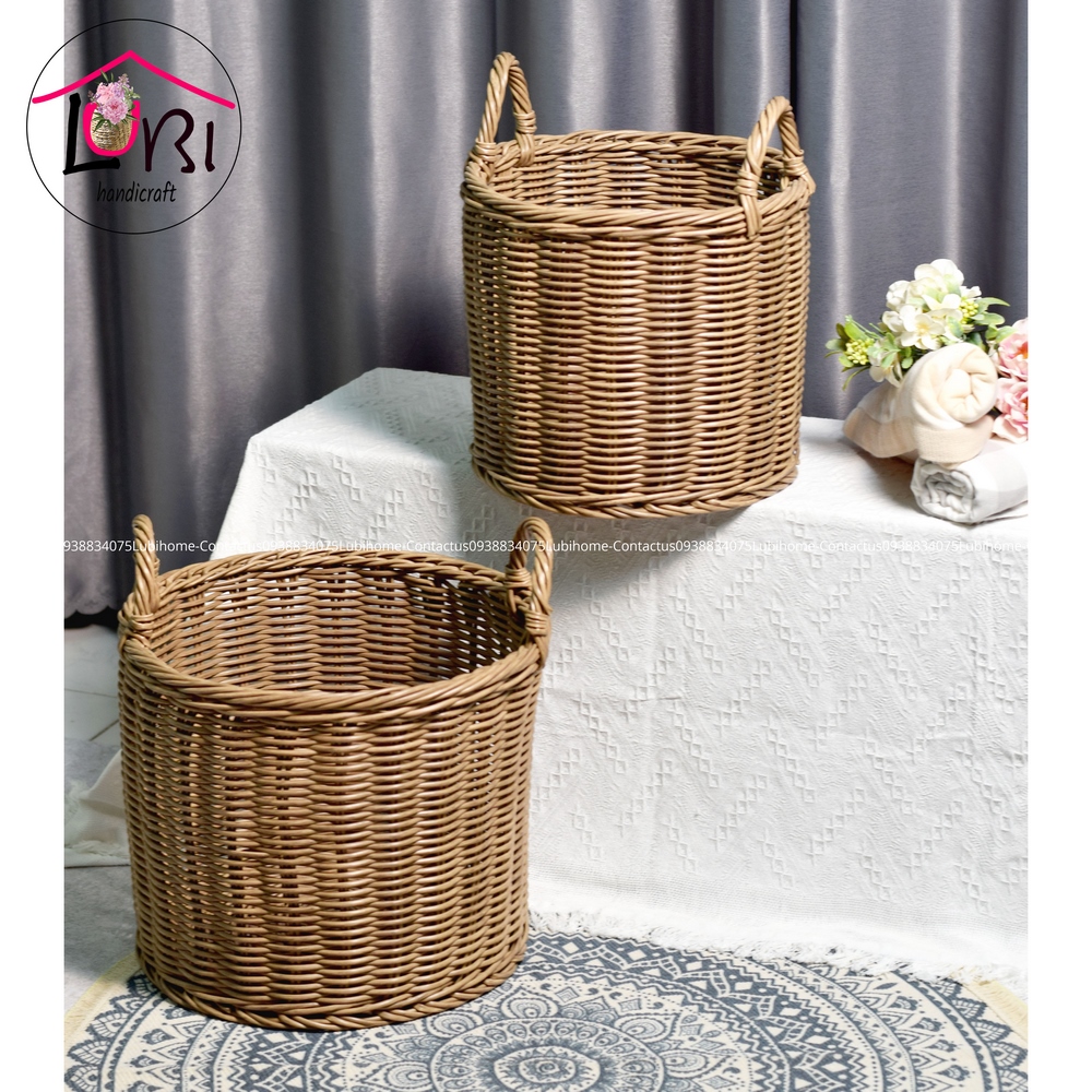 Lubihandicraft - Sọt đựng đồ hình trụ tròn đan dây nhựa bộ 3 - bền, đẹp