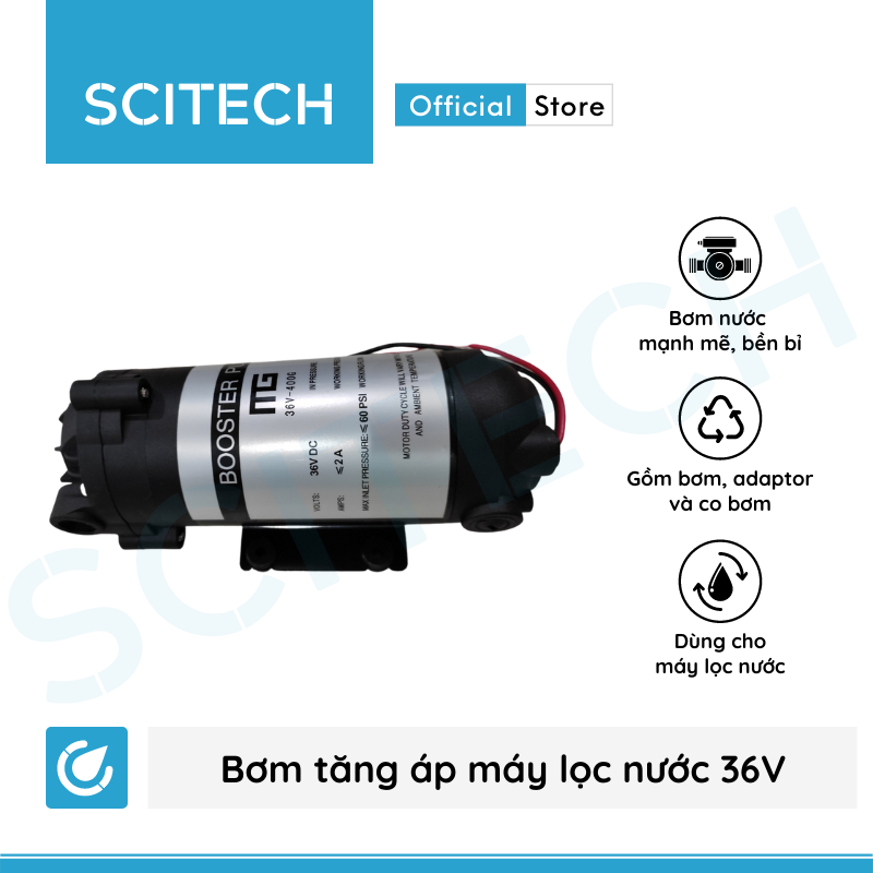 Bơm tăng áp máy lọc nước 36V (Tặng kèm co bơm) - Hàng chính hãng