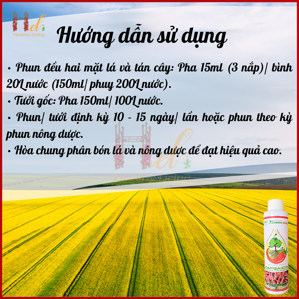 Neem Chili Chất Bám Dính Sinh Học 150ml - Điền Trang Trừ Sâu Rầy Bọ Trĩ