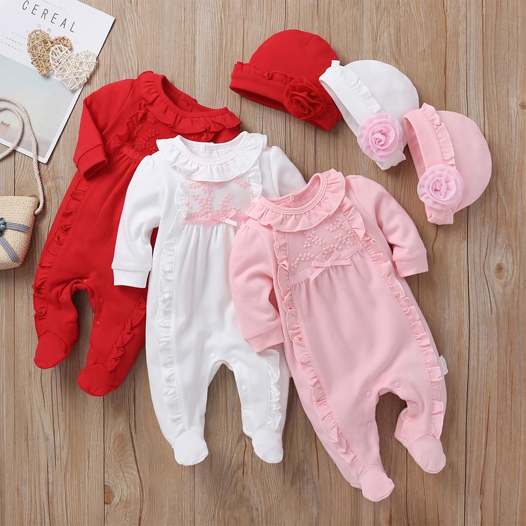 Bộ Quần Áo Cotton Dành Cho Bé Sơ Sinh Áo Liền Quần Cho Bé Ngủ Cho Trẻ Sơ Sinh Cho Bé Tập Đi Mùa Thu Quần Áo Quần Áo Bé Gái 0 Có Nón