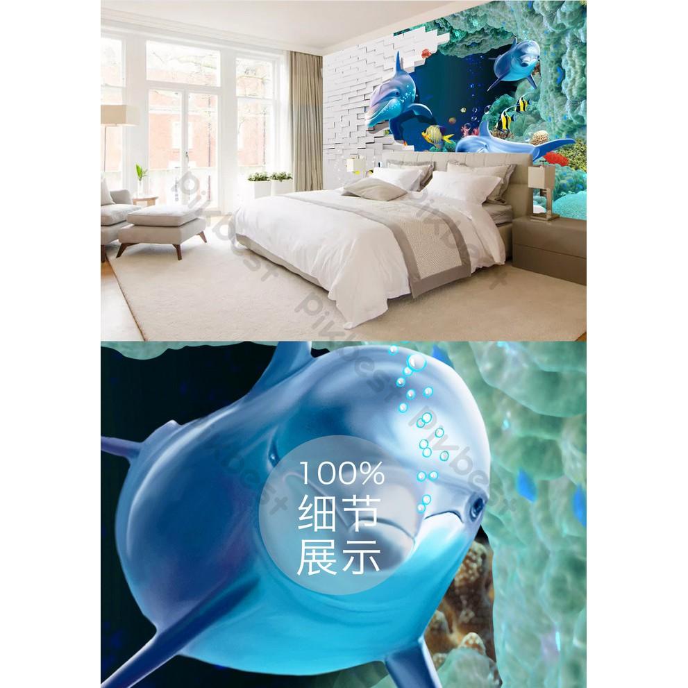 Tranh dán tường 3D Cá Heo