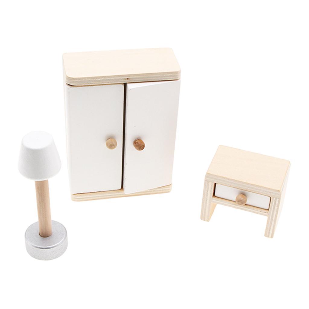 1/12 Doll House Bedroom Set Wardrobe Miniature Furniture Household Closet