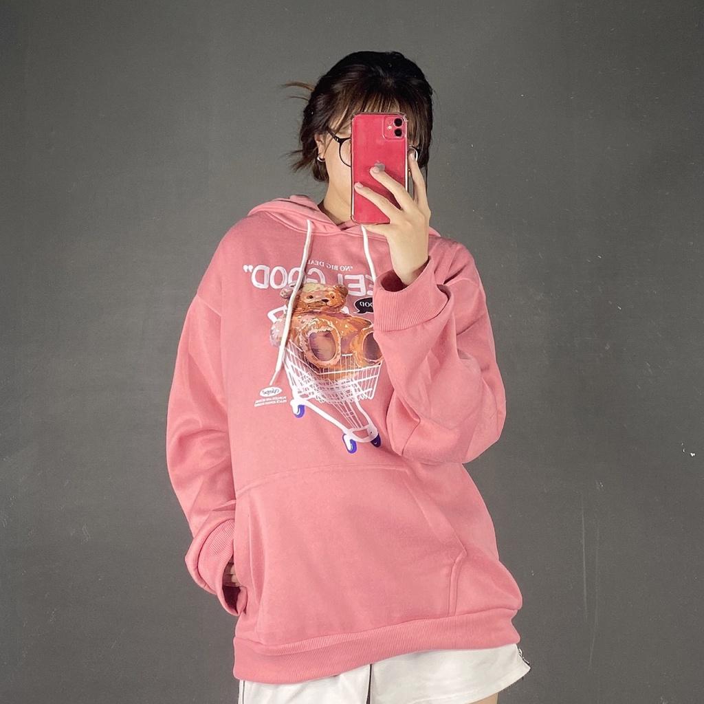 Free Ship - Áo Khoác Nỉ Hoodie Gấu Unisex Form Rộng KNN50 - KNN50 - Xanh đậu