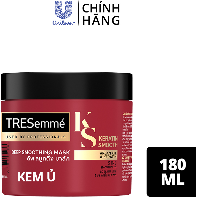 Combo Dầu gội, Dầu xả &amp; Kem ủ TRESEMME Keratin Smooth Dưỡng tóc vào nếp suôn mượt vào nếp suôn mượt Công thức chuẩn salon Hydrolyzed Keratin 640g, 620g, 180ml