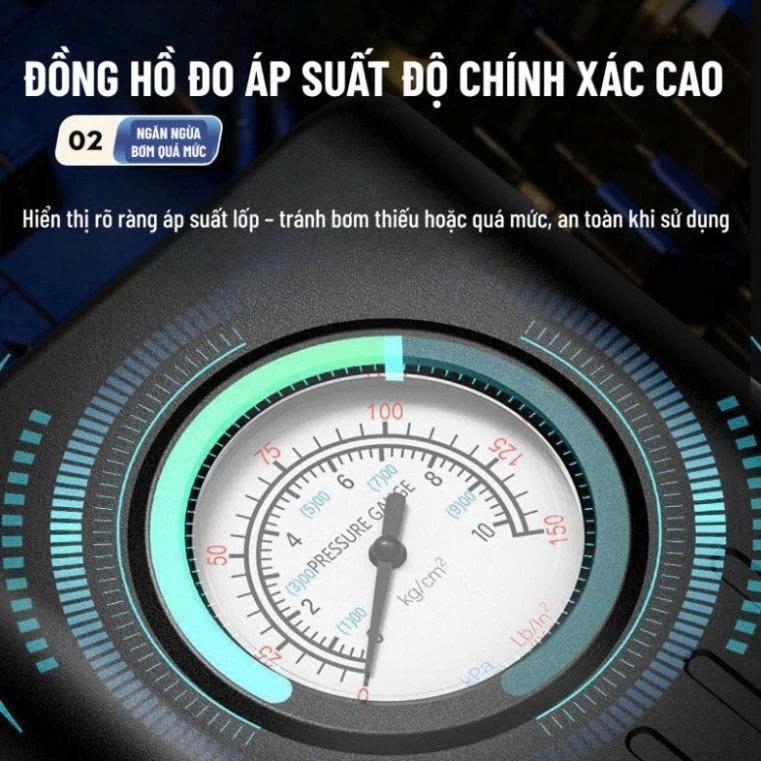 Máy bơm lốp ôtô, xe máy, xe đạp không dây cầm tay sạc USB ngắt tự động, thiết kế nhỏ gọn
