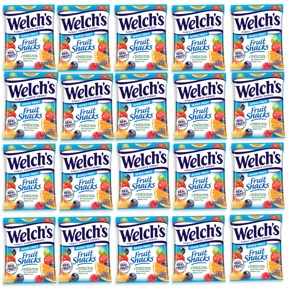 Combo 20 Túi Kẹo Dẻo Trái Cây Hỗn Hợp - Welch's Mixed Fruit Snack (22,7g/gói) Bổ Sung Vitamin Từ Trái Cây Tươi Của Mỹ