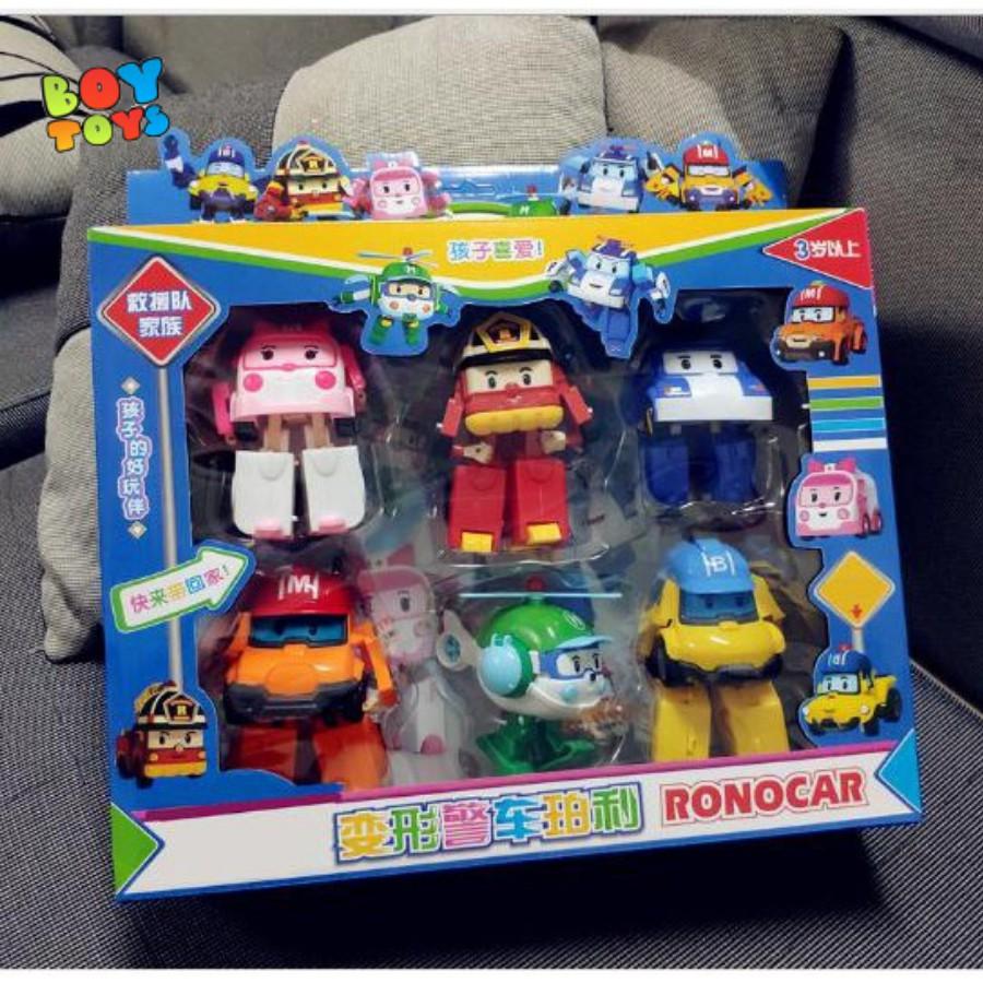 Hộp đồ chơi biệt đội 6 xe Robocar Poli biến hình 2 trong 1