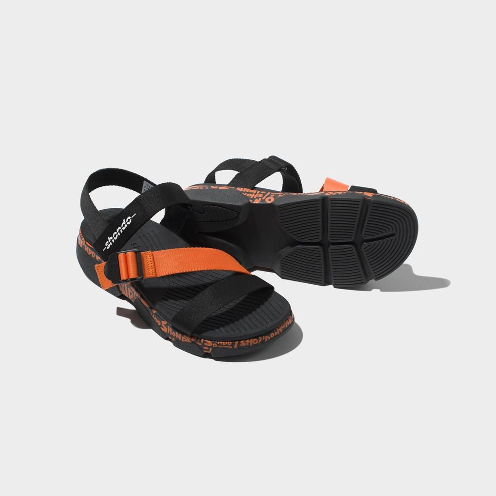 Giày Sandals Nam Nữ Unisex Shondo F7 Track Monogram vẽ tay Cam F7T1089