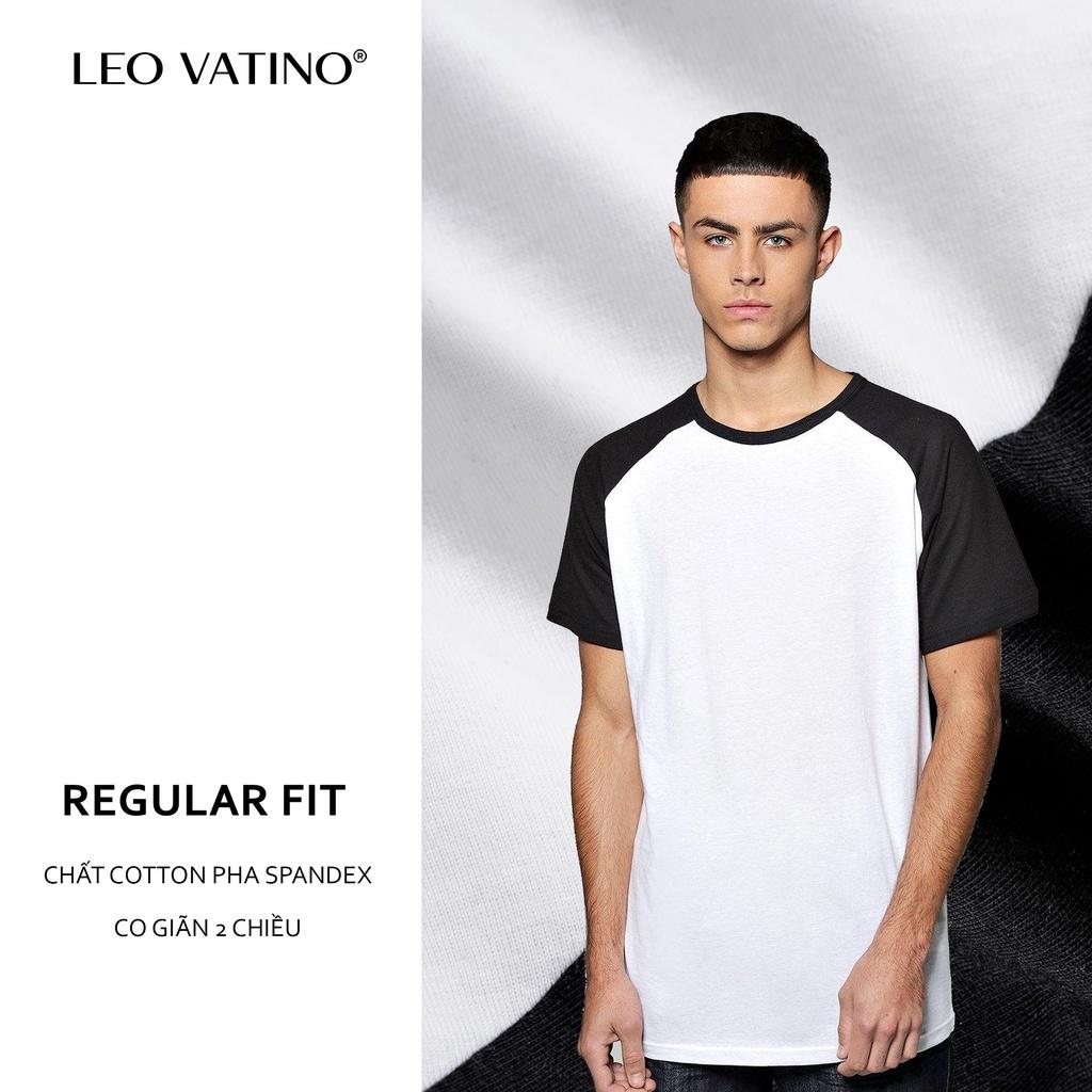 Áo thun cổ tròn nam Leo Vatino raglan phối vai Cotton co giãn 2 chiều tay ngắn APRF01 bộ 3 màu - Regularfit