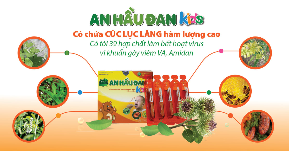 Ống Uống An Hầu Đan Kids - Dành Cho Trẻ Bị Viêm Họng, Amidan Hộp 10 Ống