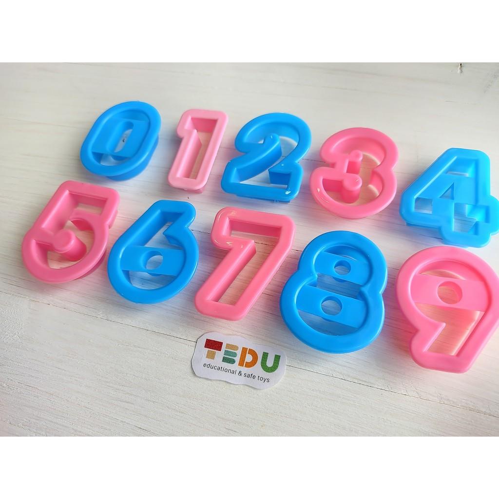 BỘ 10 KHUÔN ẤN SỐ ĐẾM chơi kèm bột nặn đất nặn an toàn TEDU